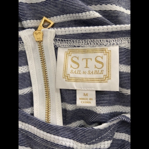Sail To Sable Blue & White Striped Nautical Shift Dress Medium - Picture 5 of 6